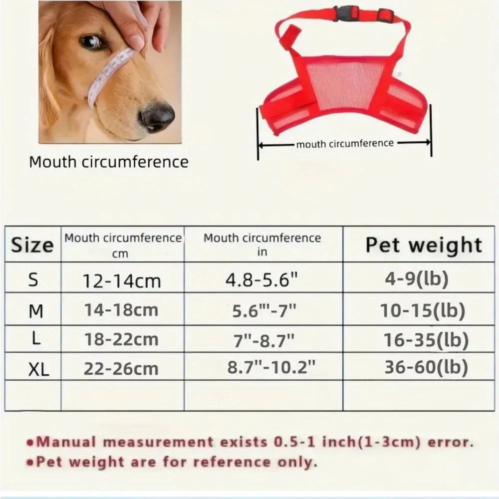 Black Breathable Dog Muzzle with Adjustable Straps (M)